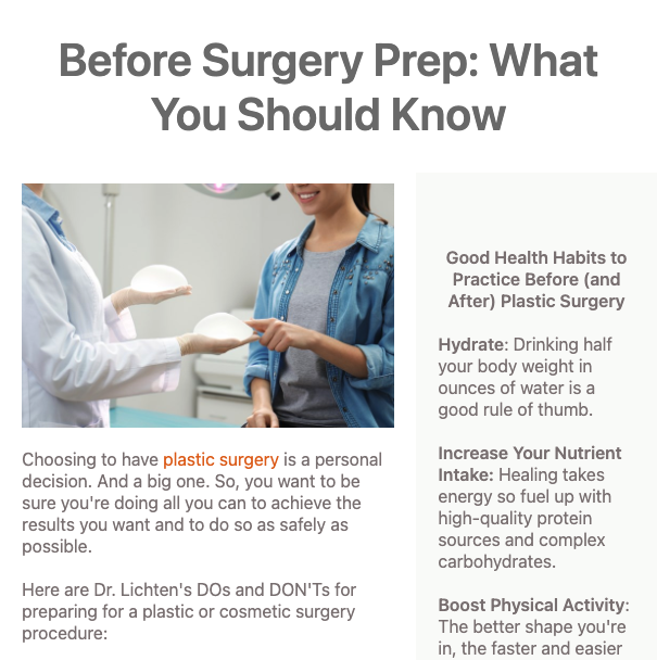 Plastic Surgery Prep